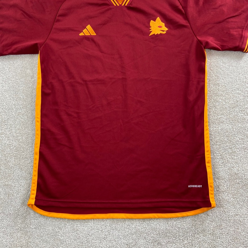 Adidas AS Roma Jersey Mens Large Maroon 2023-24 Home Lupetto Wolf Crest Slim Fit - Picture 4 of 12